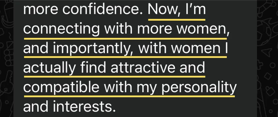 Client testimonial: now connecting with more women, and with women he finds attractive and compatible