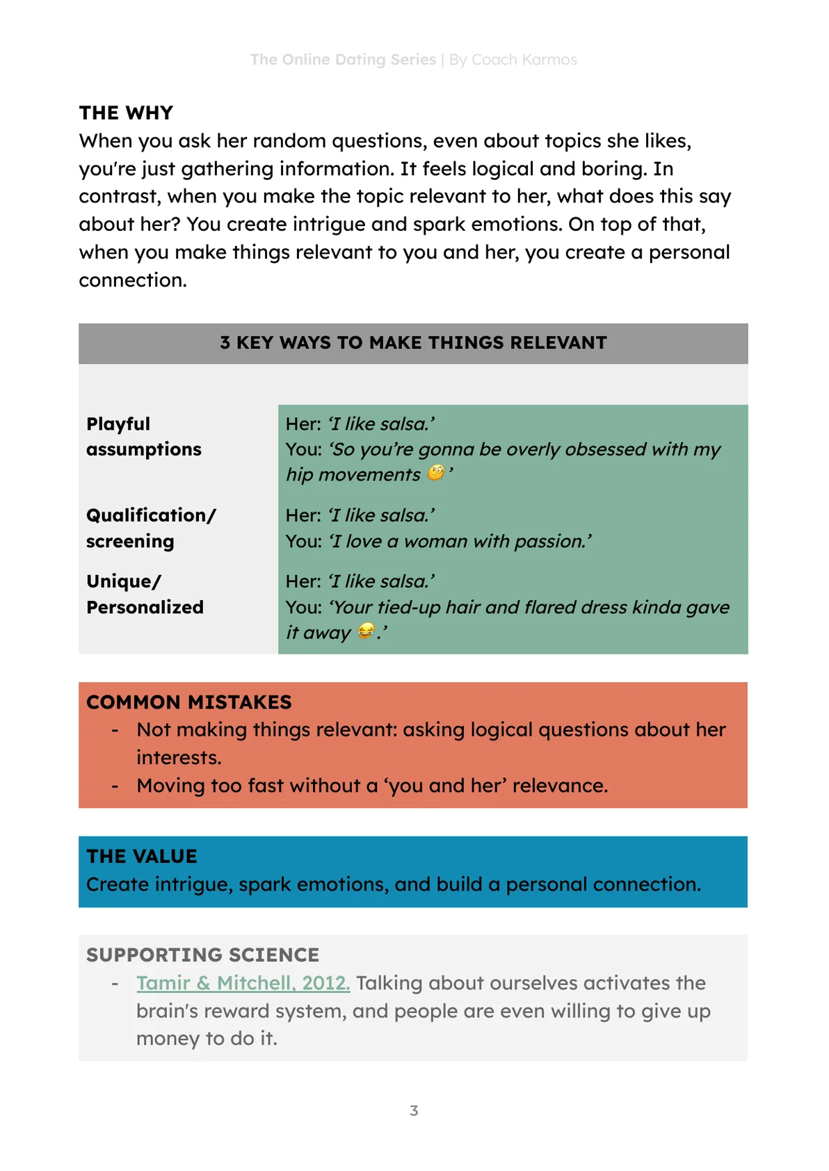 Three key ways to make things relevant, common mistakes and supporting science