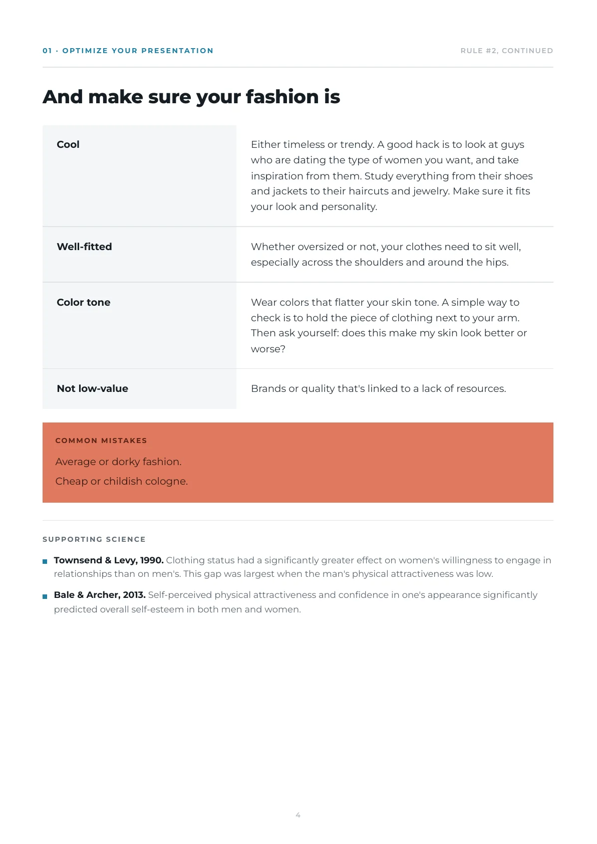 Rule two continued: the four fashion rules