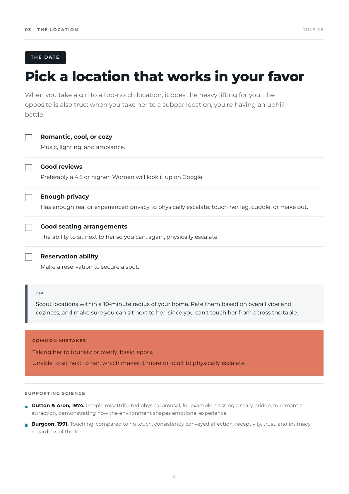 Rule six: pick a location that works in your favor
