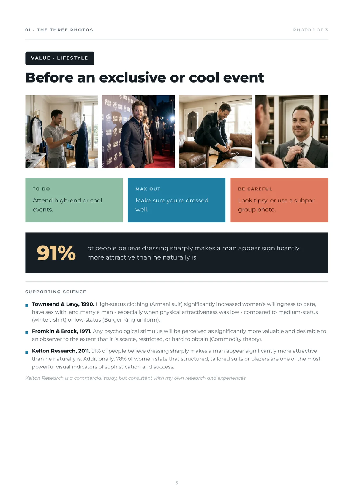 Proven photo type: before an exclusive or cool event