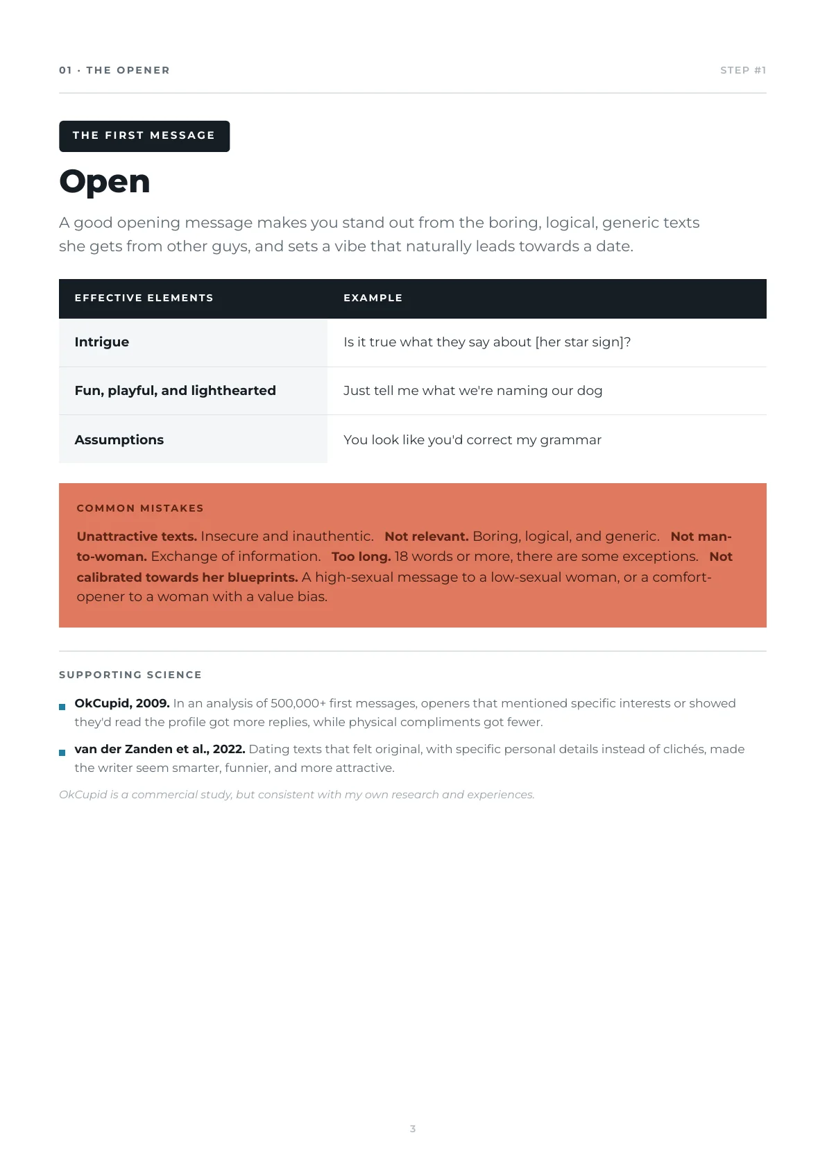 The opener: three elements and five mistakes