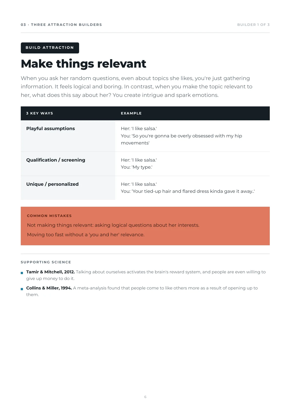 Attraction builder: make things relevant