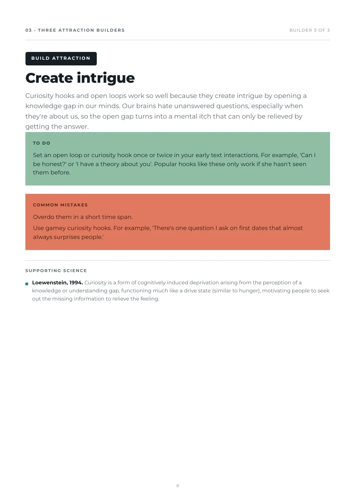 Attraction builder: create intrigue